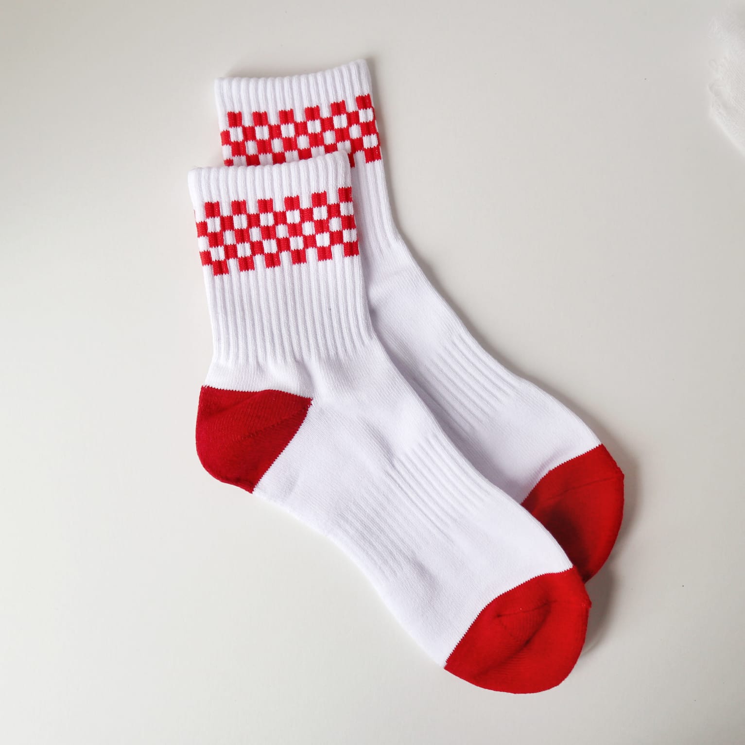 Red and White Croatia Checkered Crew Socks