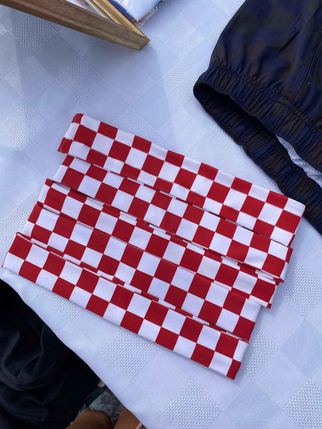 Red and white checkered headband
