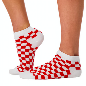 red and white checkered socks