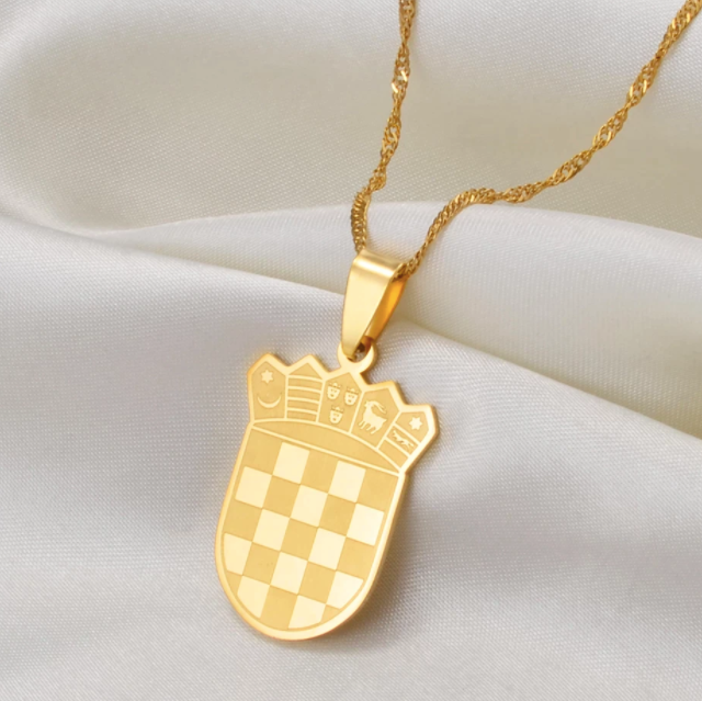 Gold and Silver Croatian Grb Necklace