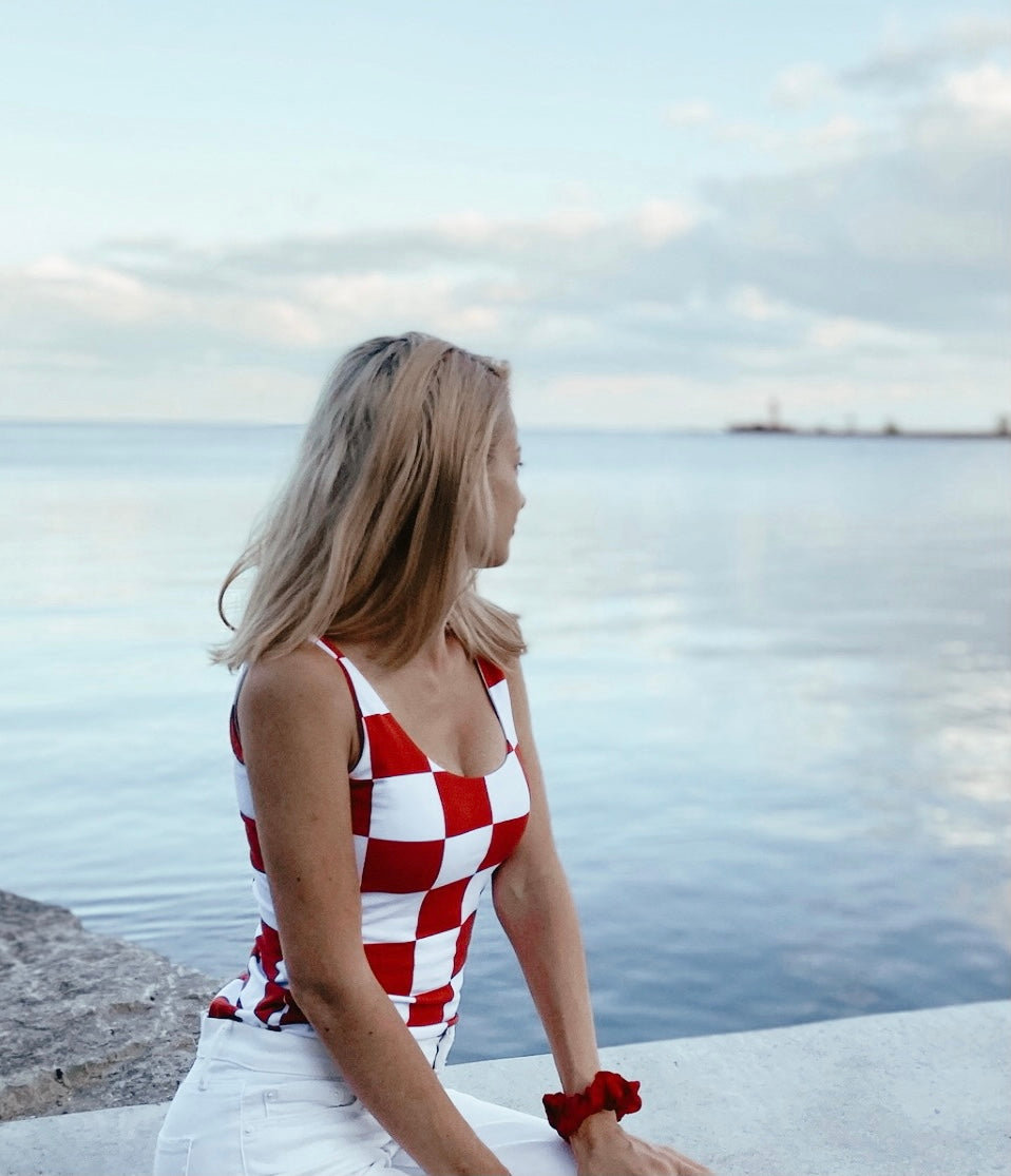 Croatia Red + White Checkered Tank Top